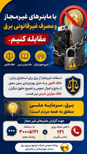 مقابله با ماینرهای غیرمجاز و مصرف غیرقانونی برق