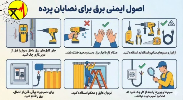 اصول ایمنی برق برای نصابان پرده